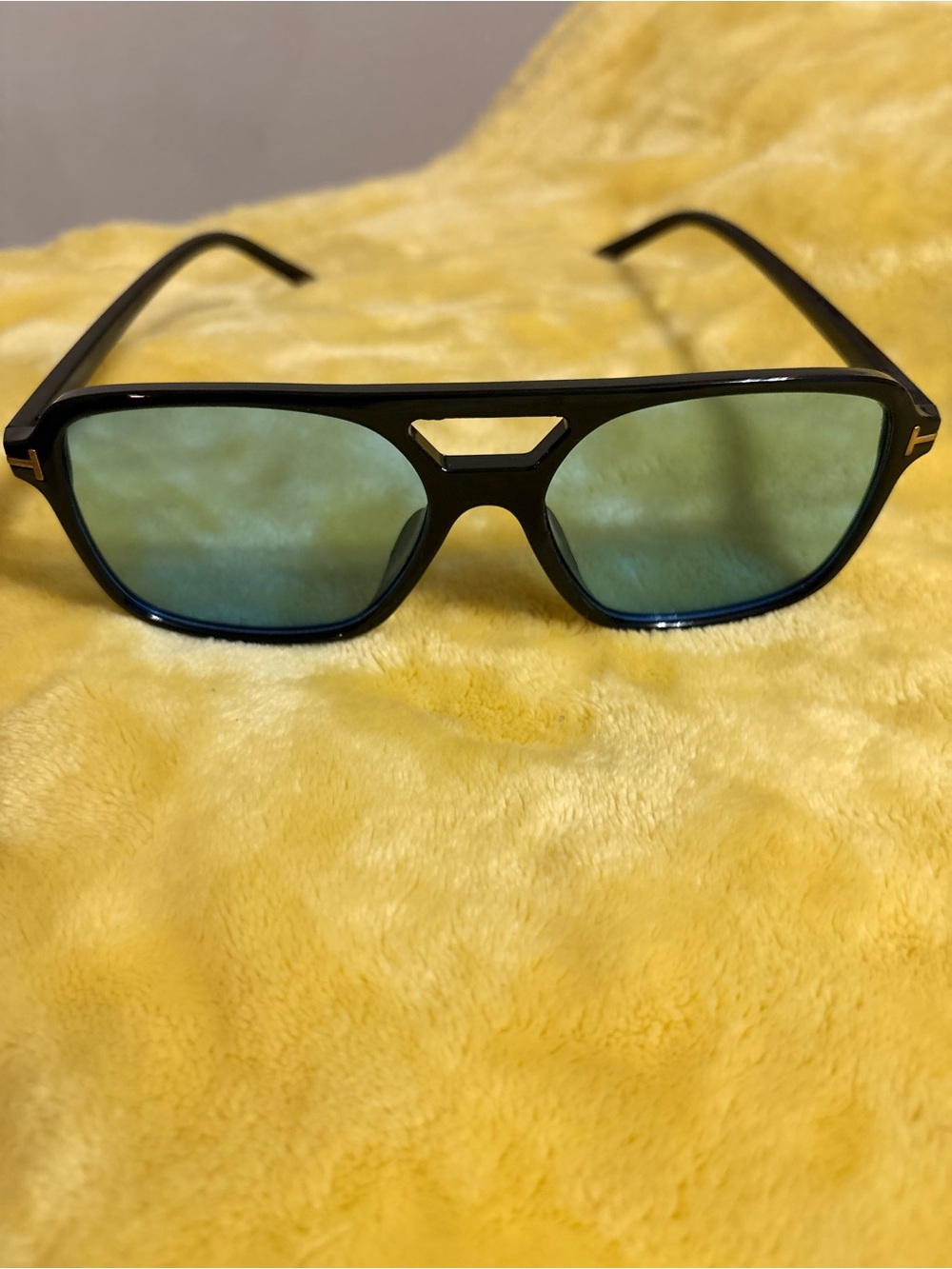 Men's Black Sunglasses with Green Tinted Lenses